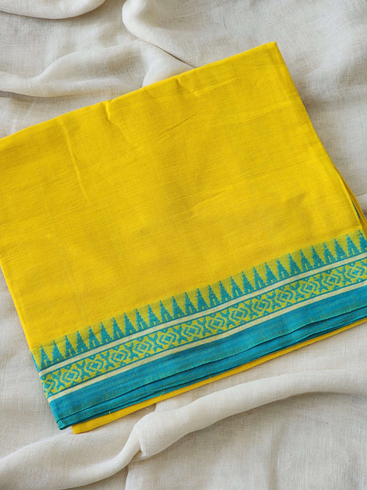 Yellow Dhonekhali Cotton Saree