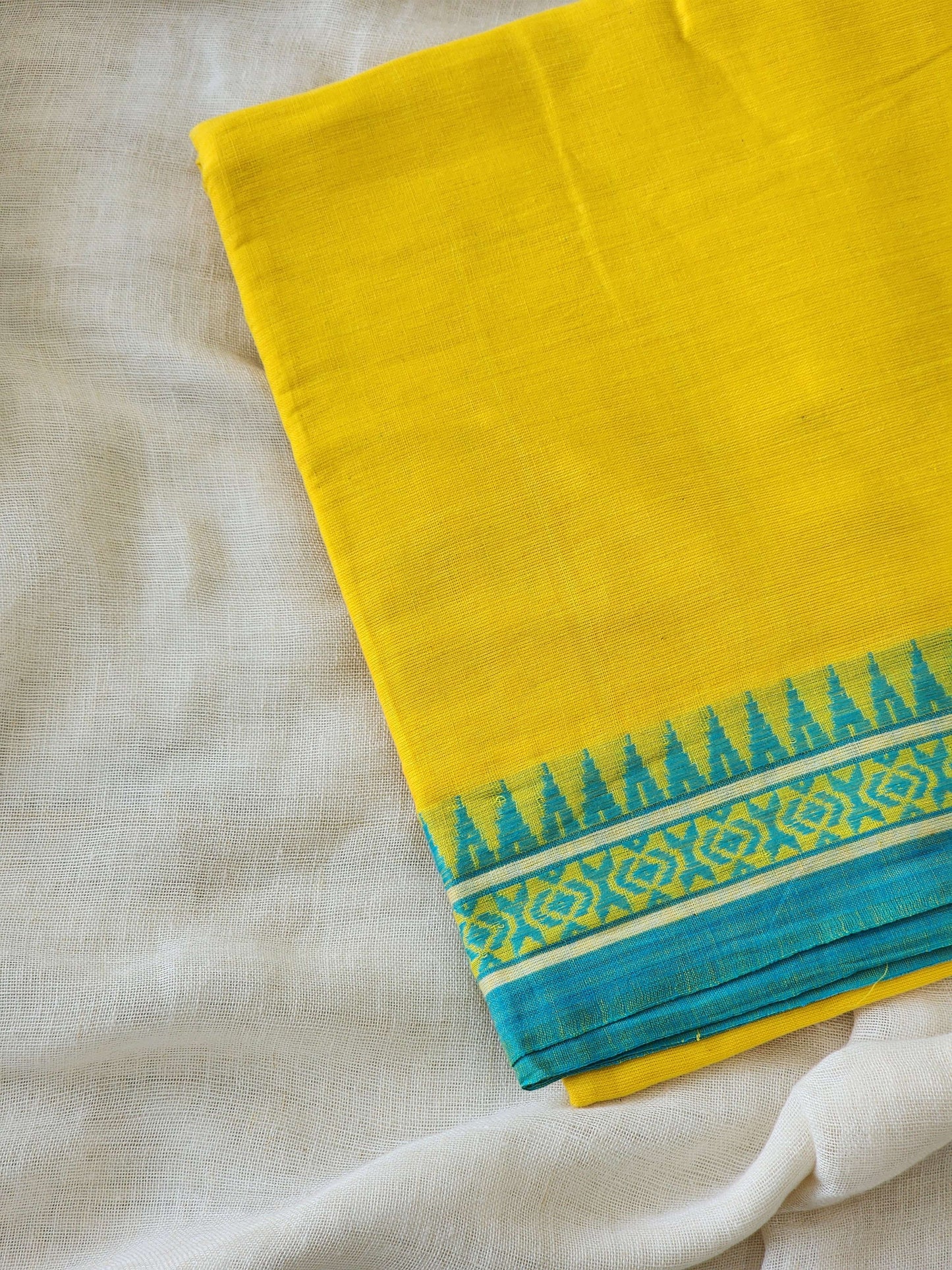 Yellow Dhonekhali Cotton Saree