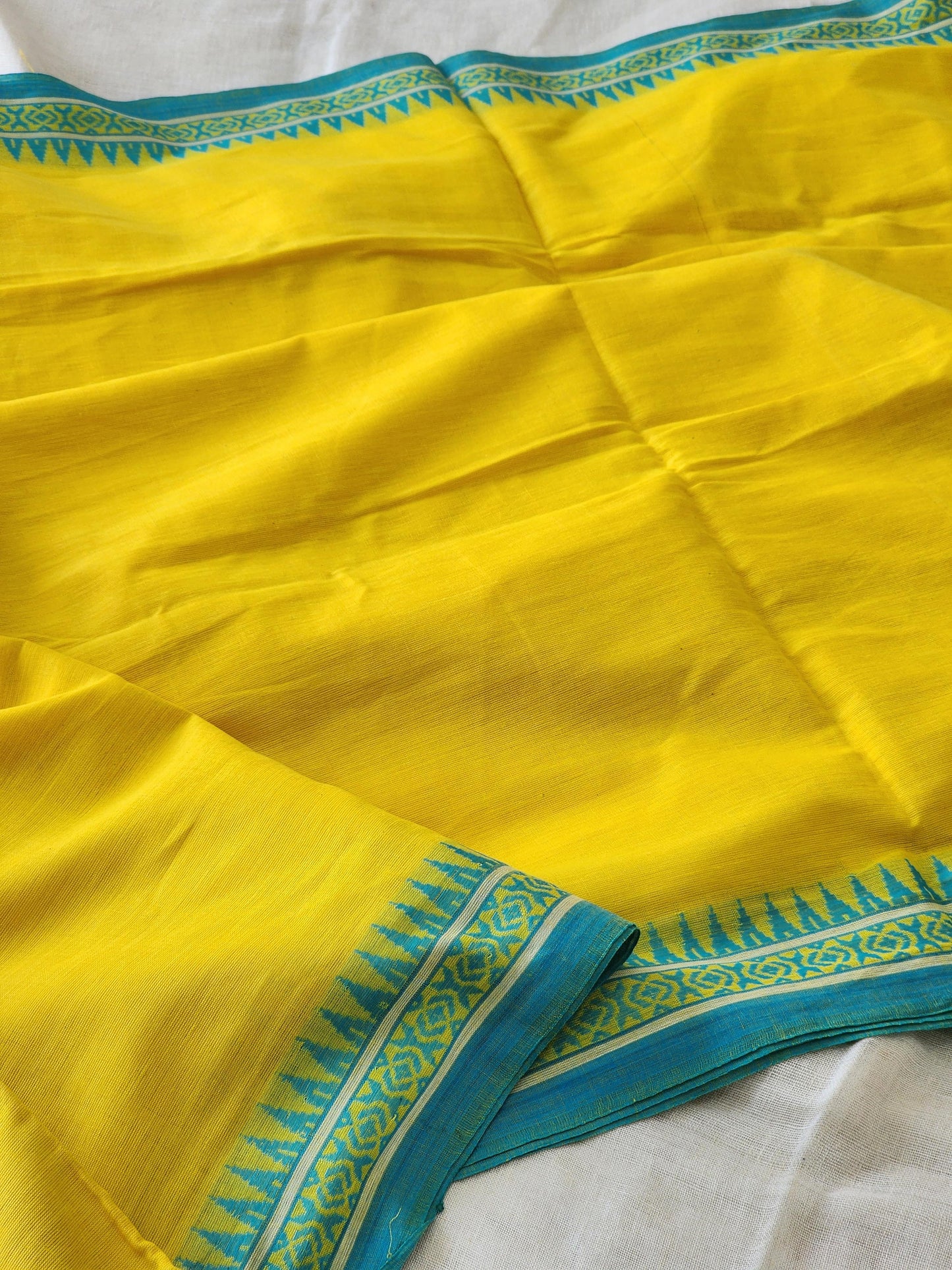 Yellow Dhonekhali Cotton Saree
