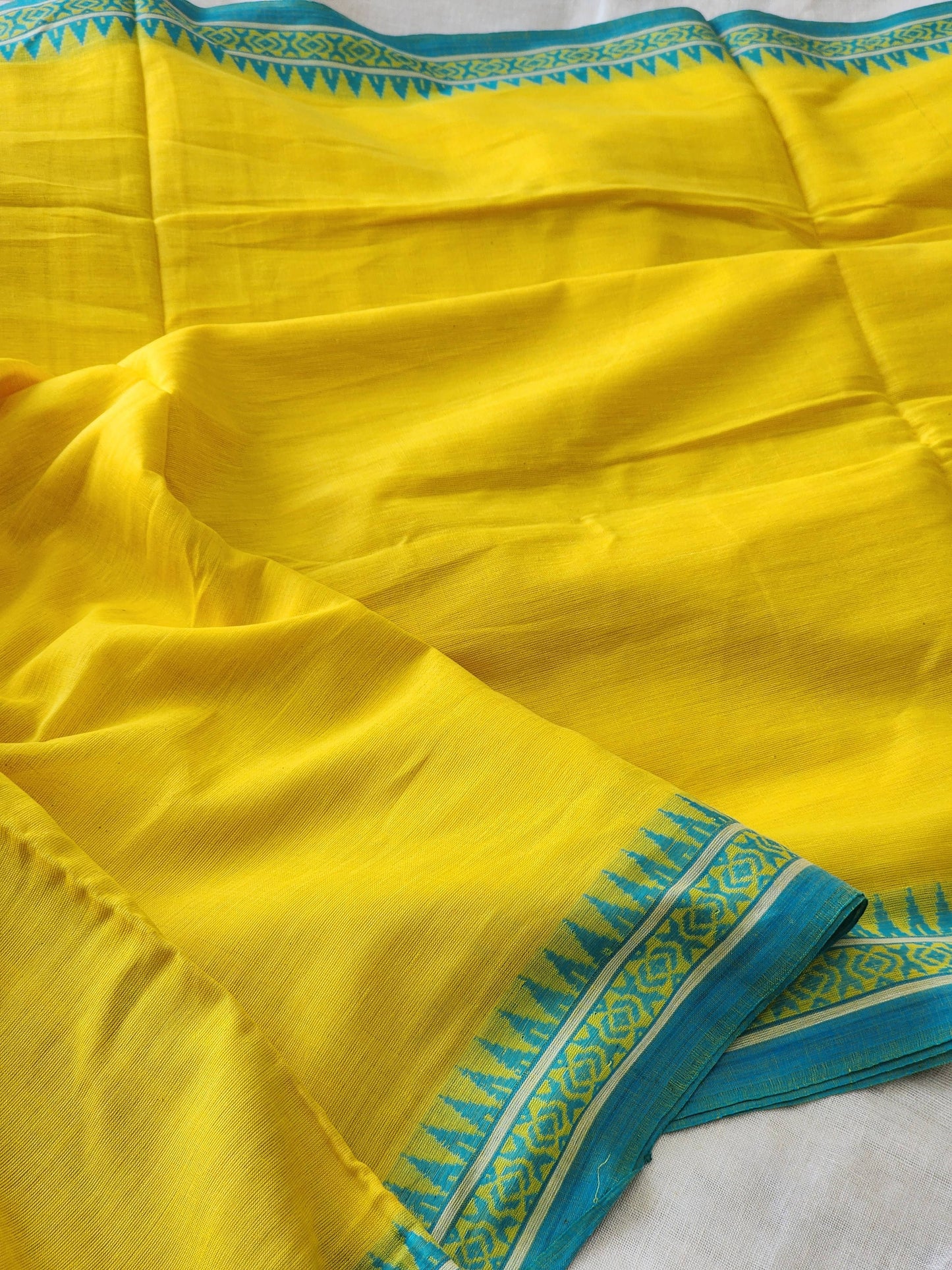 Yellow Dhonekhali Cotton Saree
