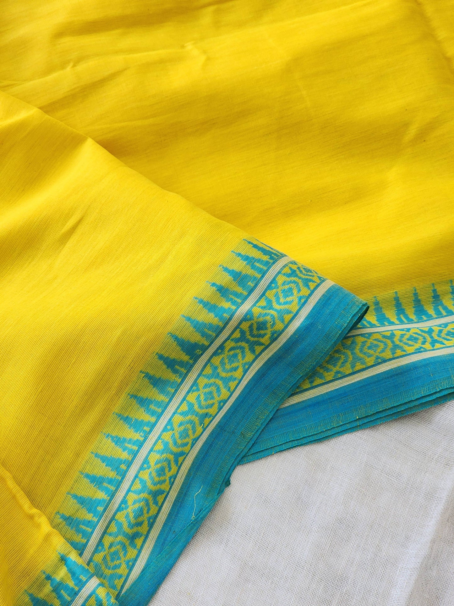 Yellow Dhonekhali Cotton Saree