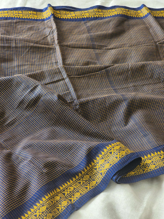 Blue Dhonekhali Cotton Saree