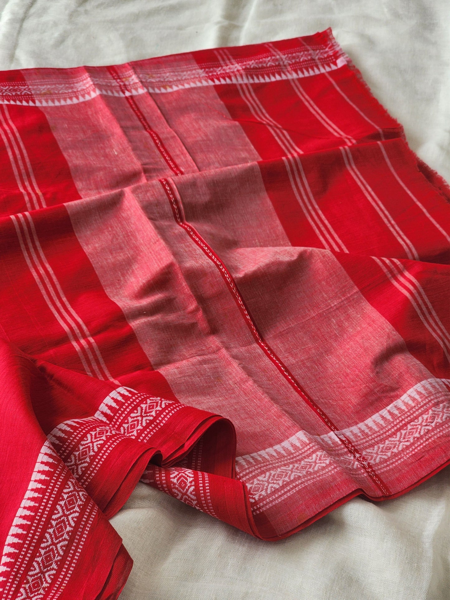 Red Dhonekhali Cotton Saree