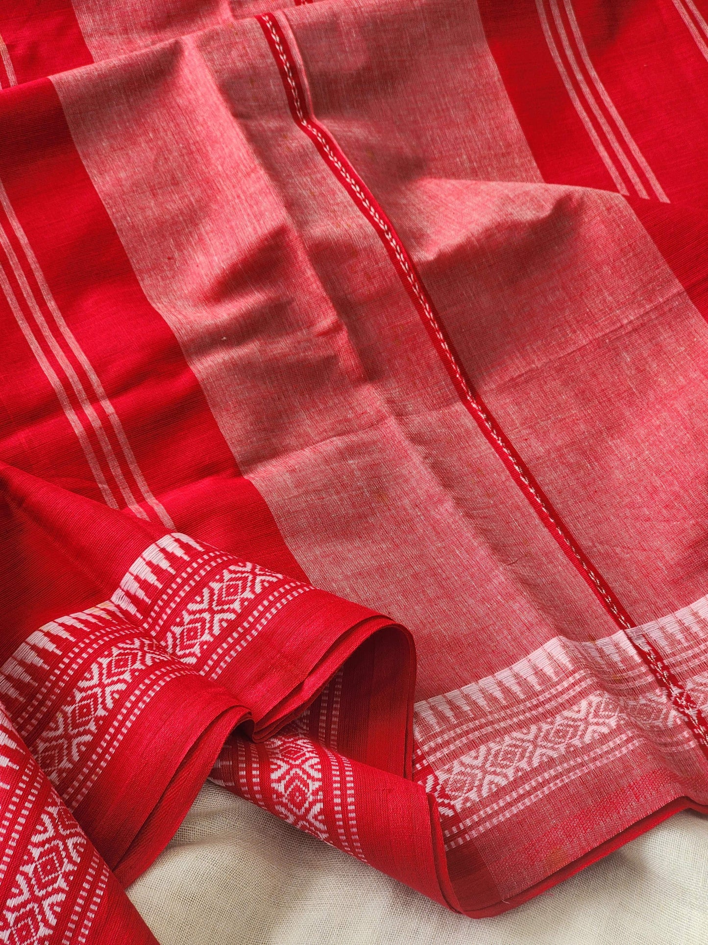 Red Dhonekhali Cotton Saree