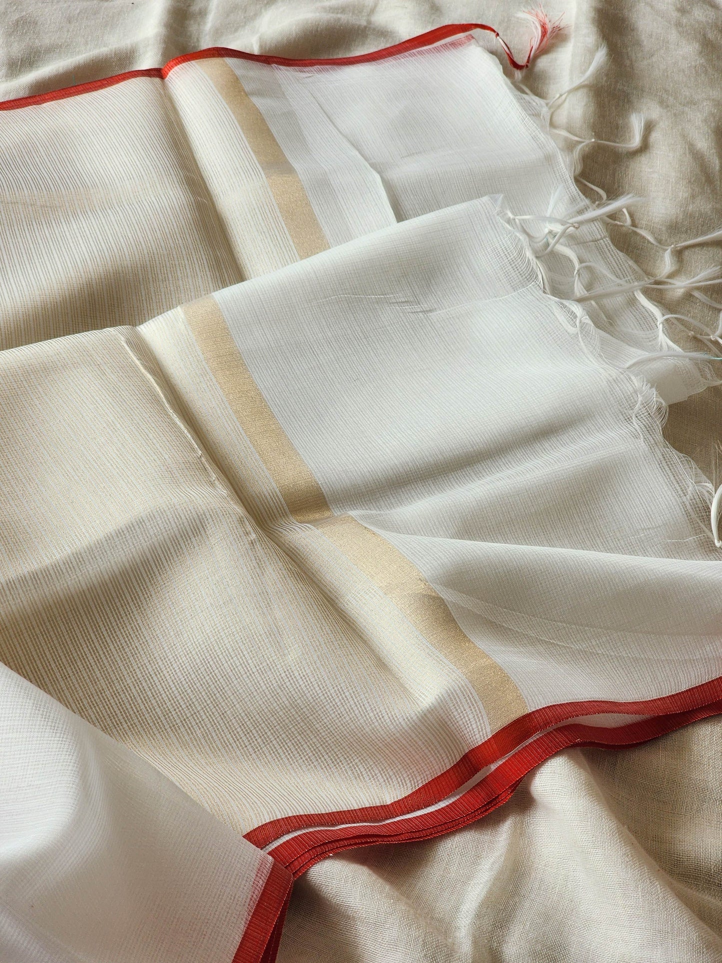White kota silk saree