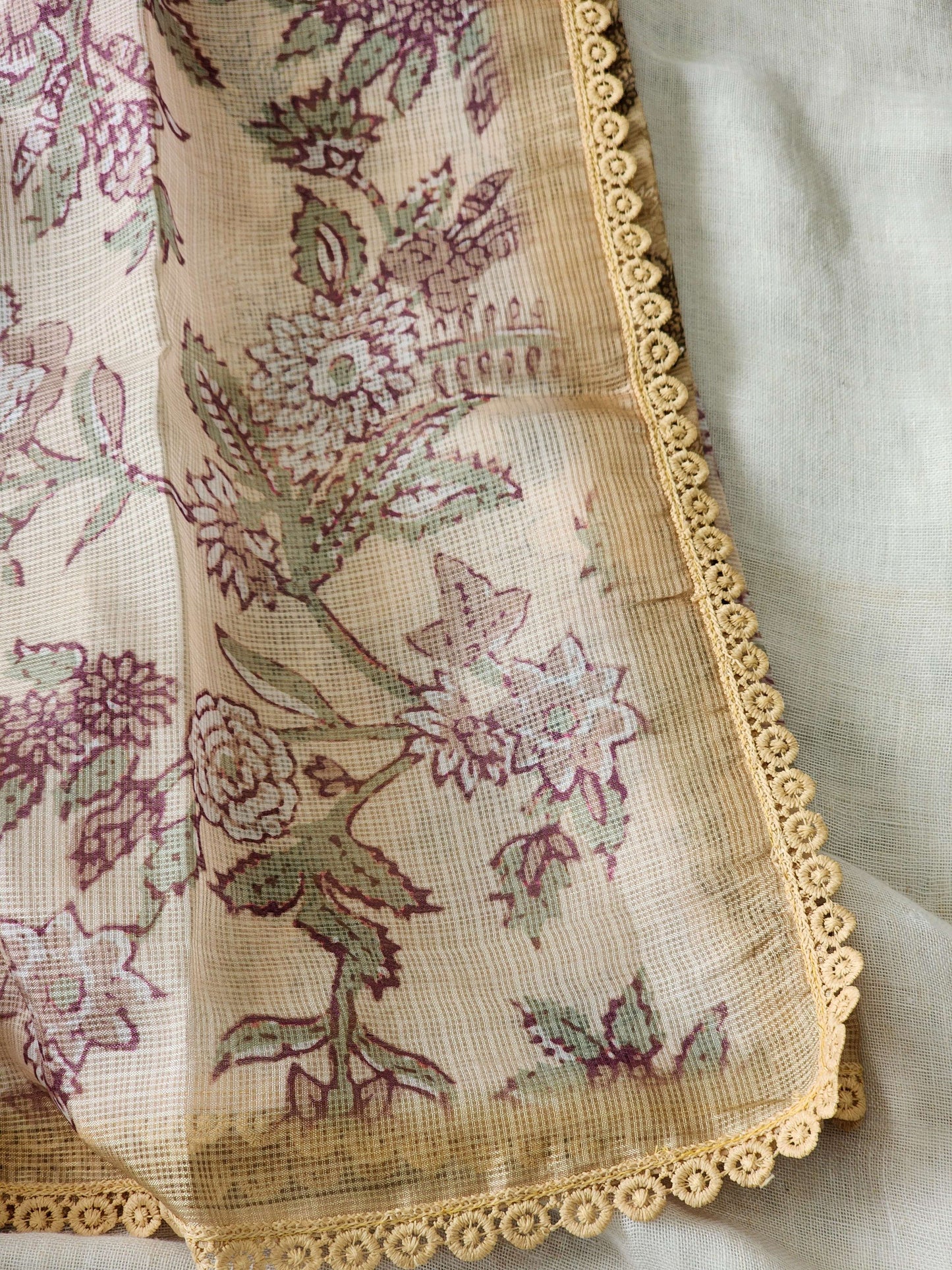 Beige Kota Silk Saree