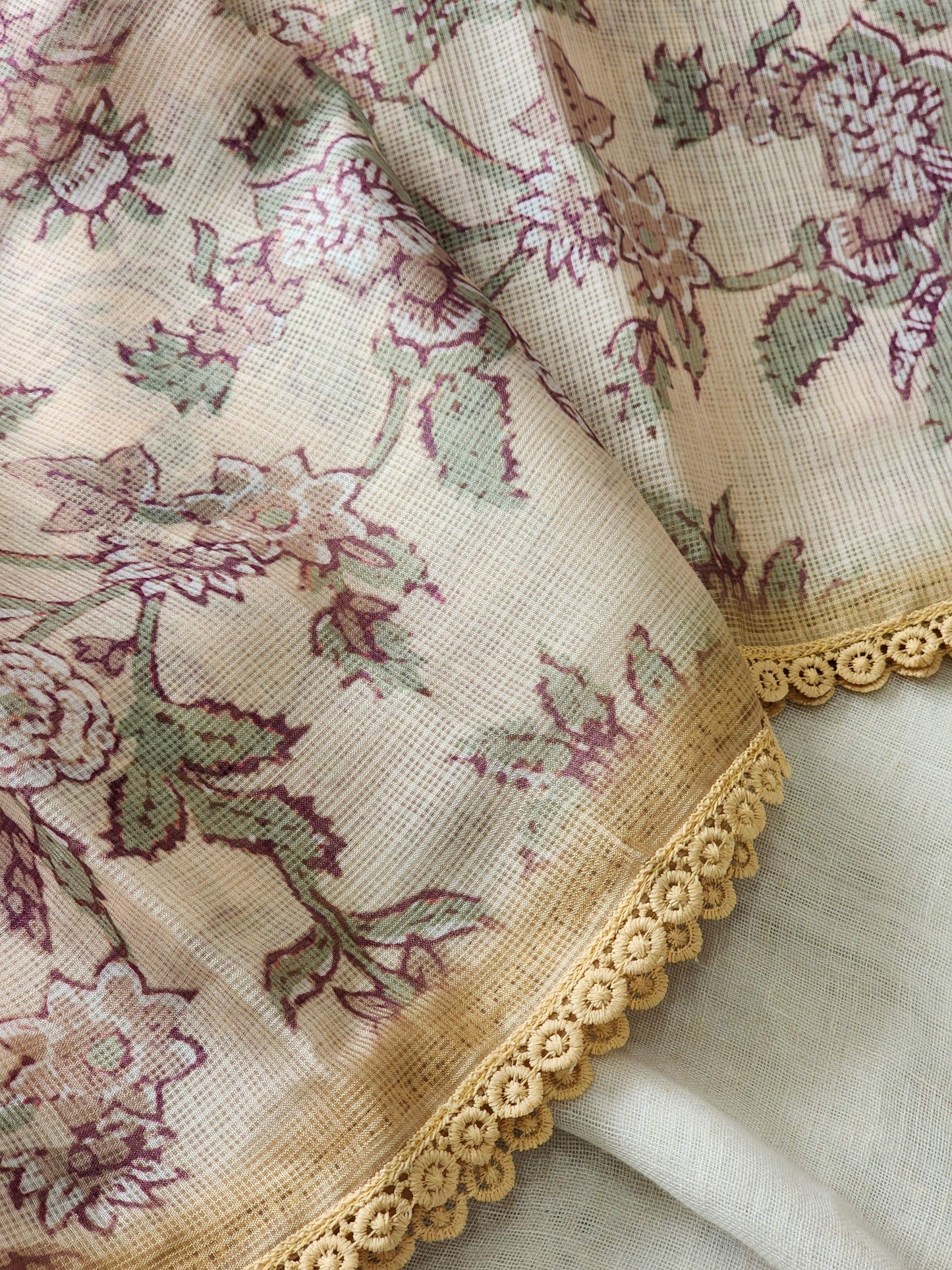 Beige Kota Silk Saree
