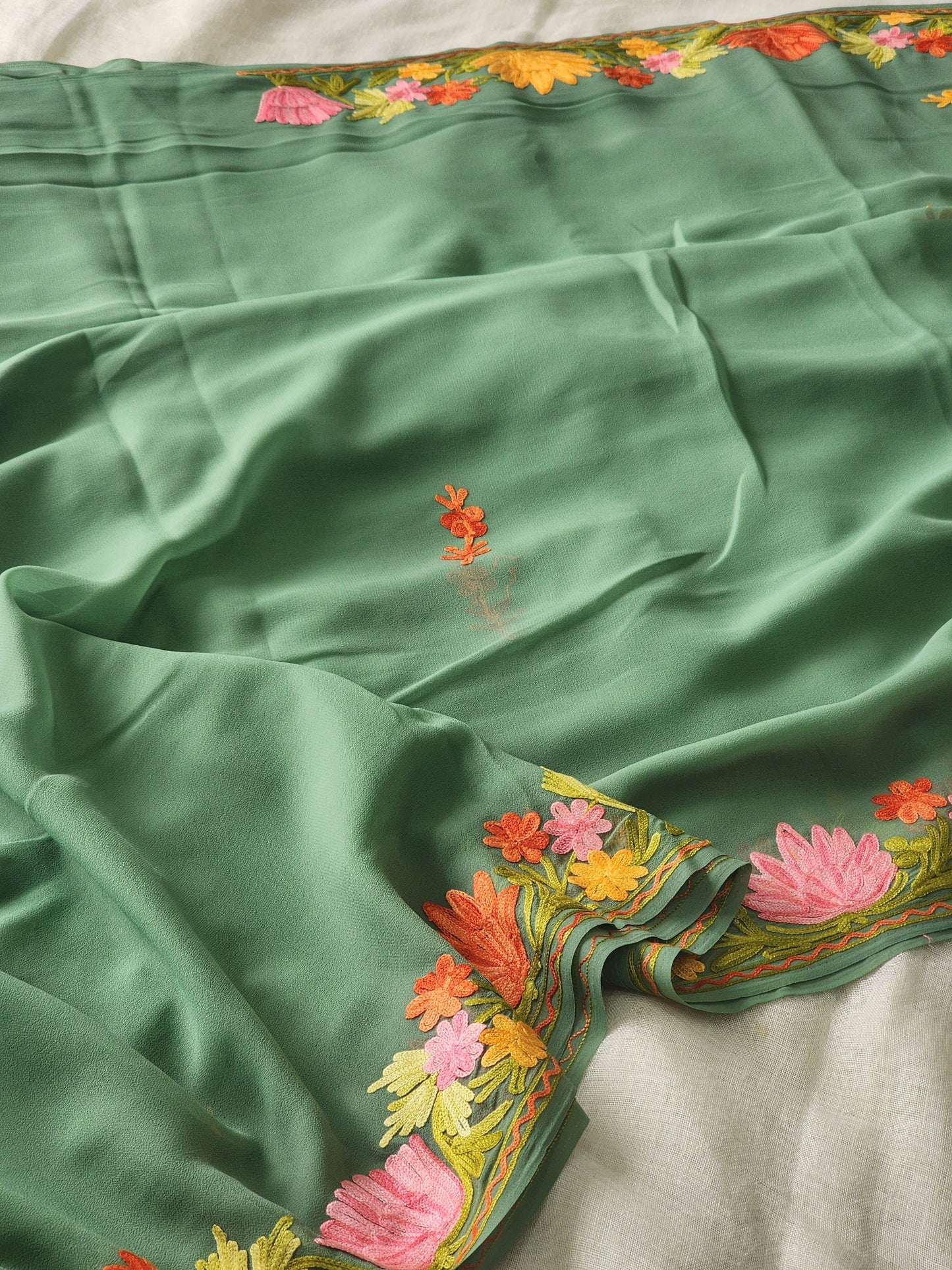 Green Georgette Kashmiri Woven Saree
