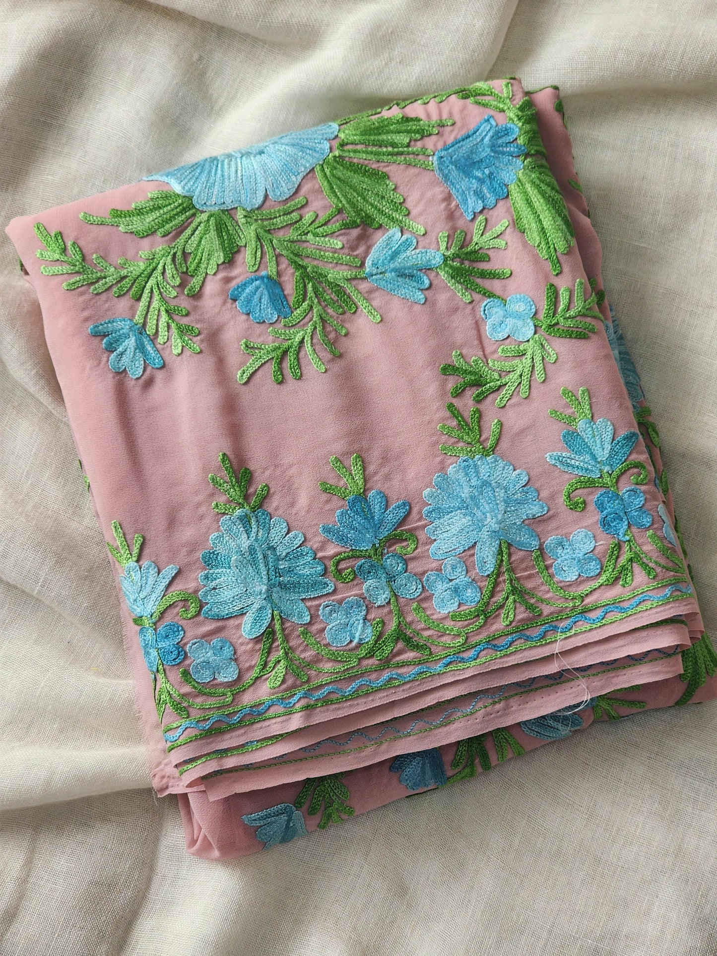 Cherry Blossom Georgette Kashmiri Woven Saree