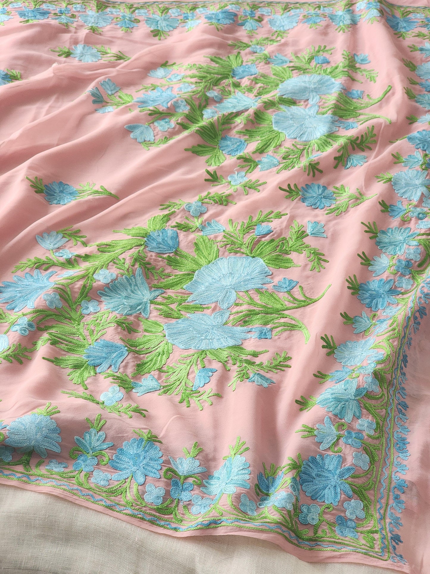 Cherry Blossom Georgette Kashmiri Woven Saree