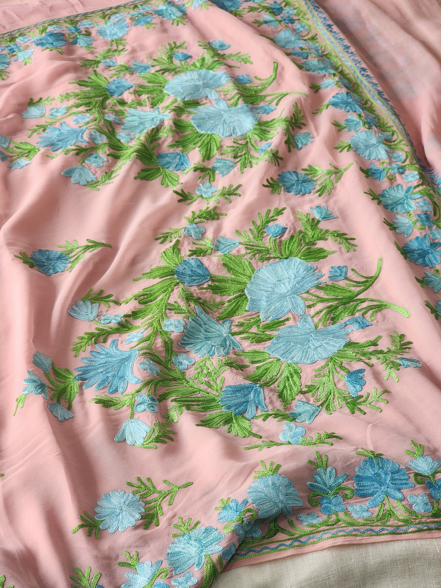 Cherry Blossom Georgette Kashmiri Woven Saree