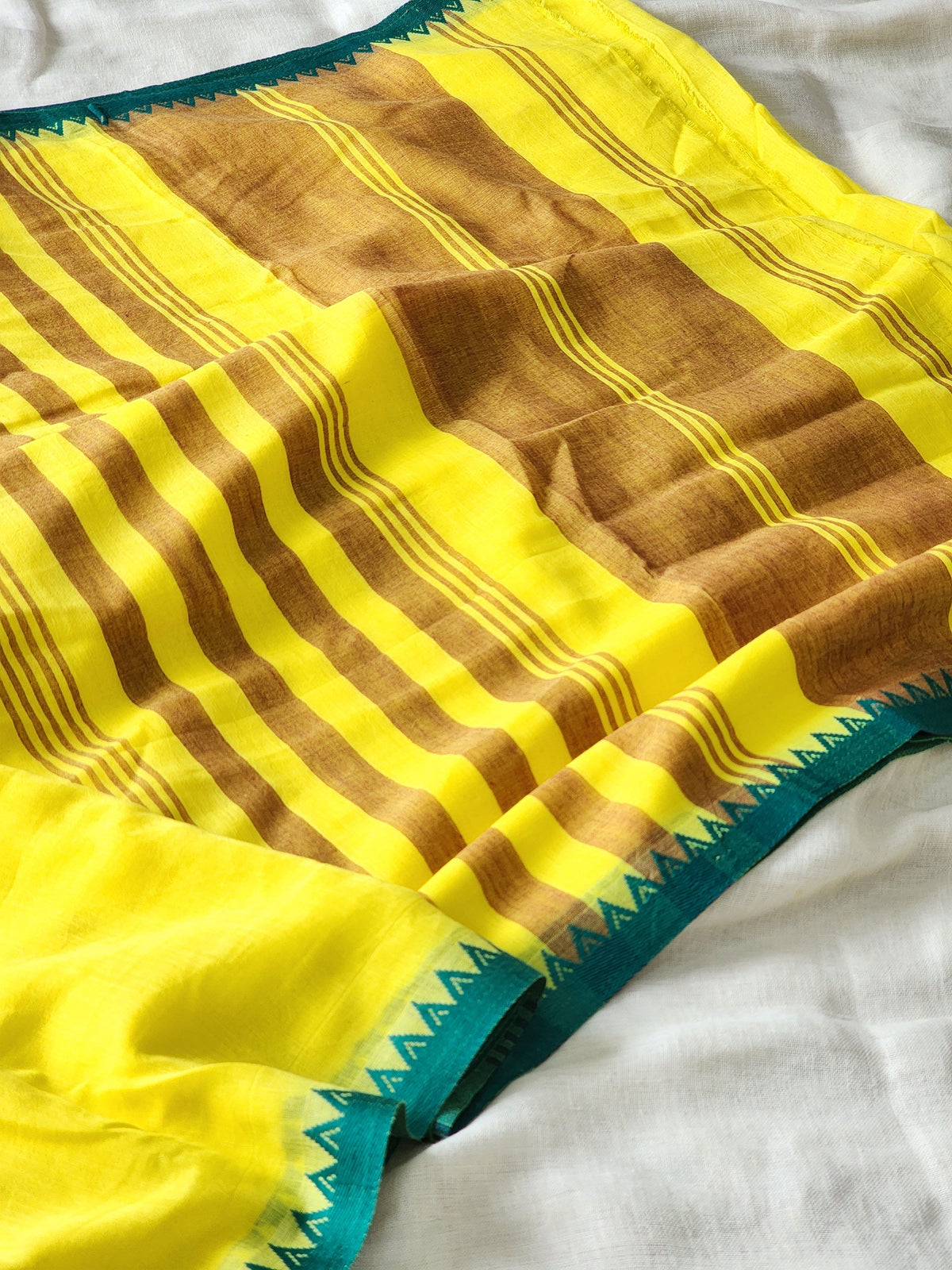 Yellow Dhonekhali Cotton Saree