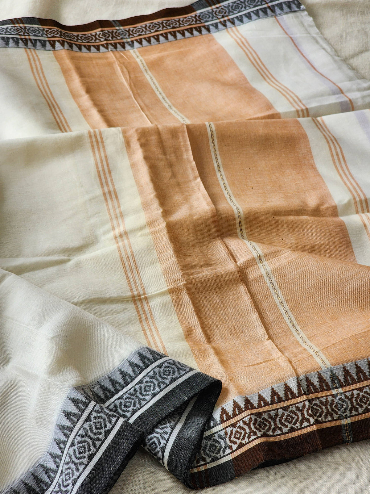 White Dhonekhali Cotton Saree