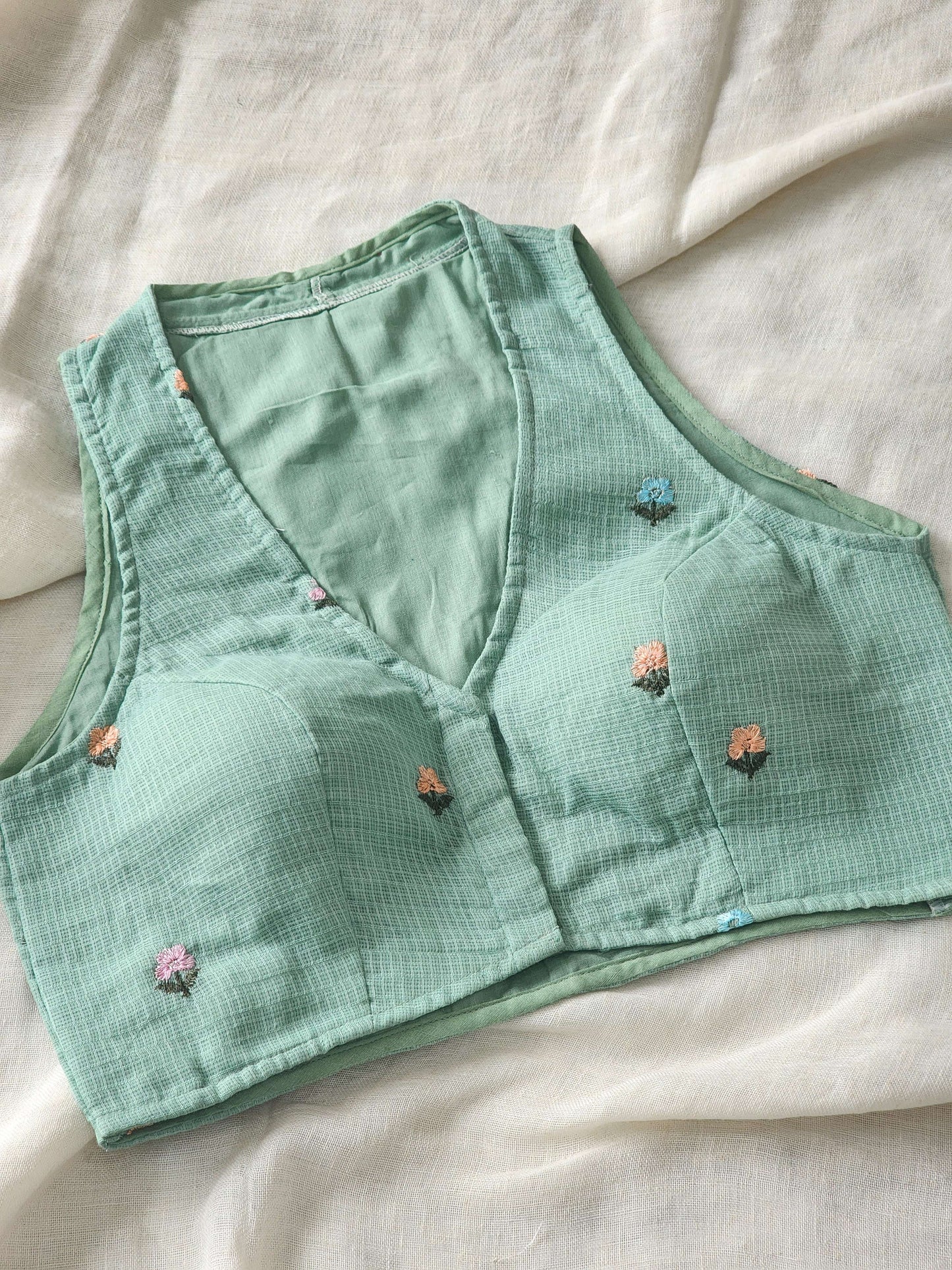 Pista Green Kota Cotton Blouse