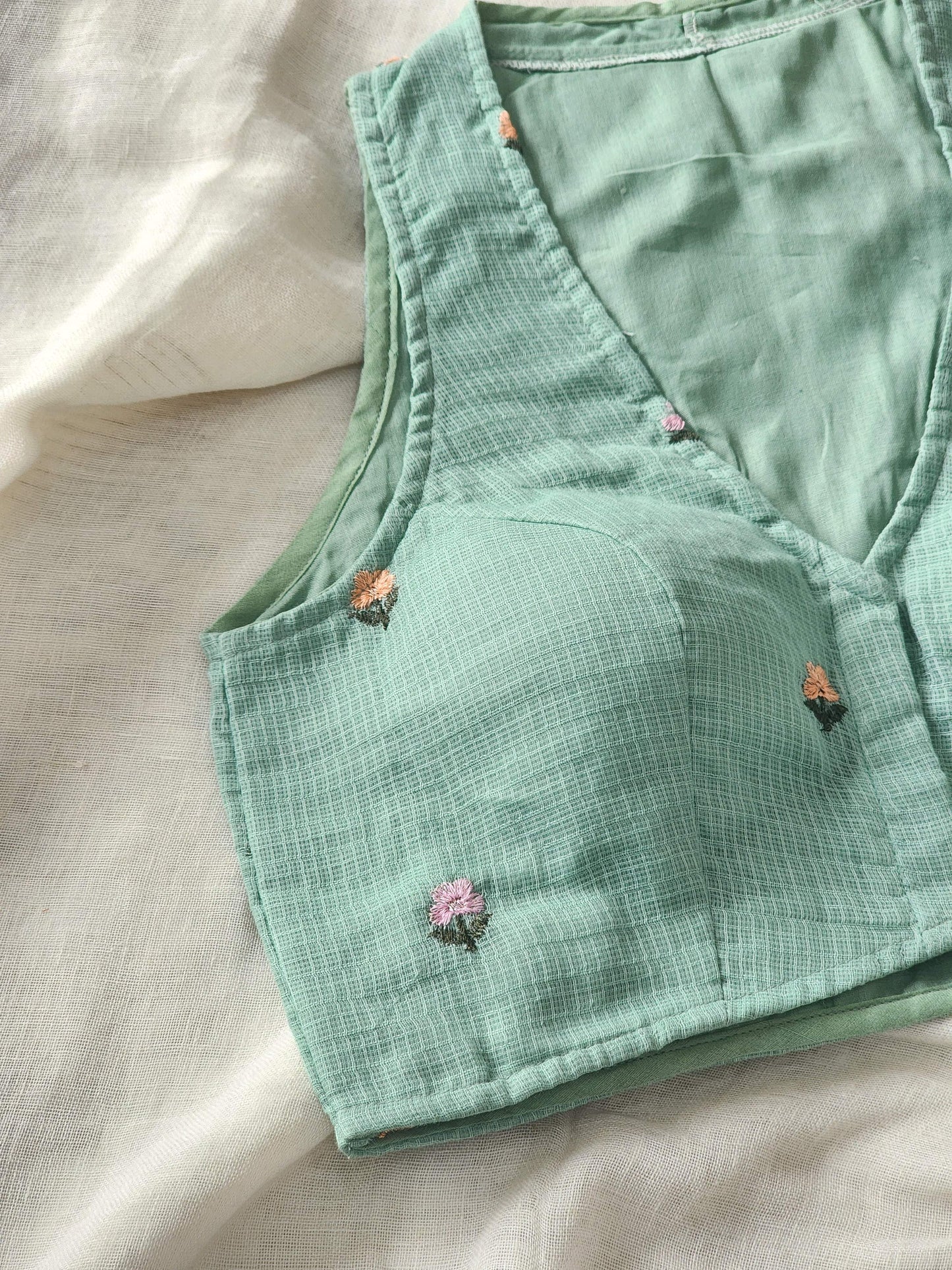 Pista Green Kota Cotton Blouse