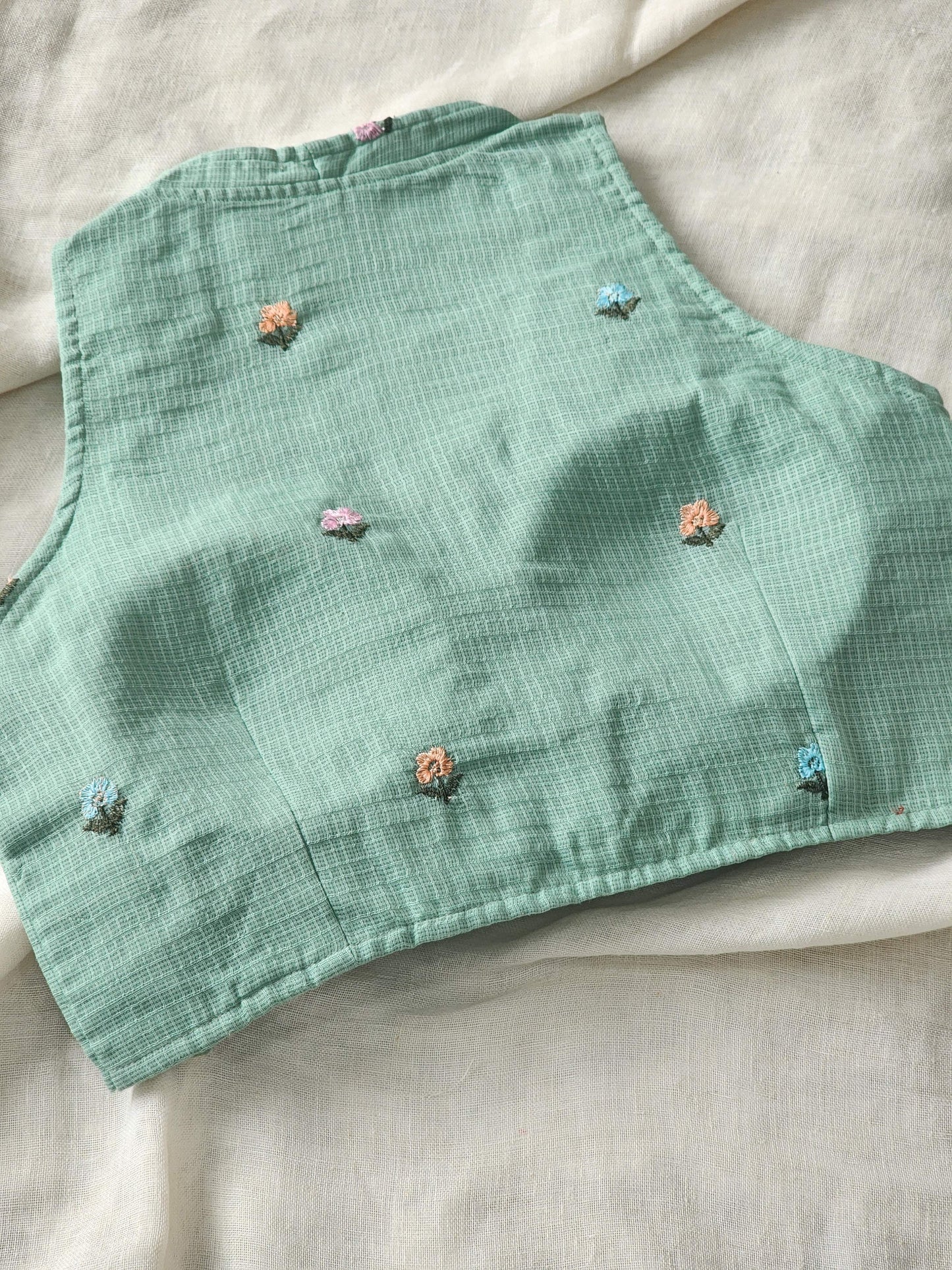 Pista Green Kota Cotton Blouse