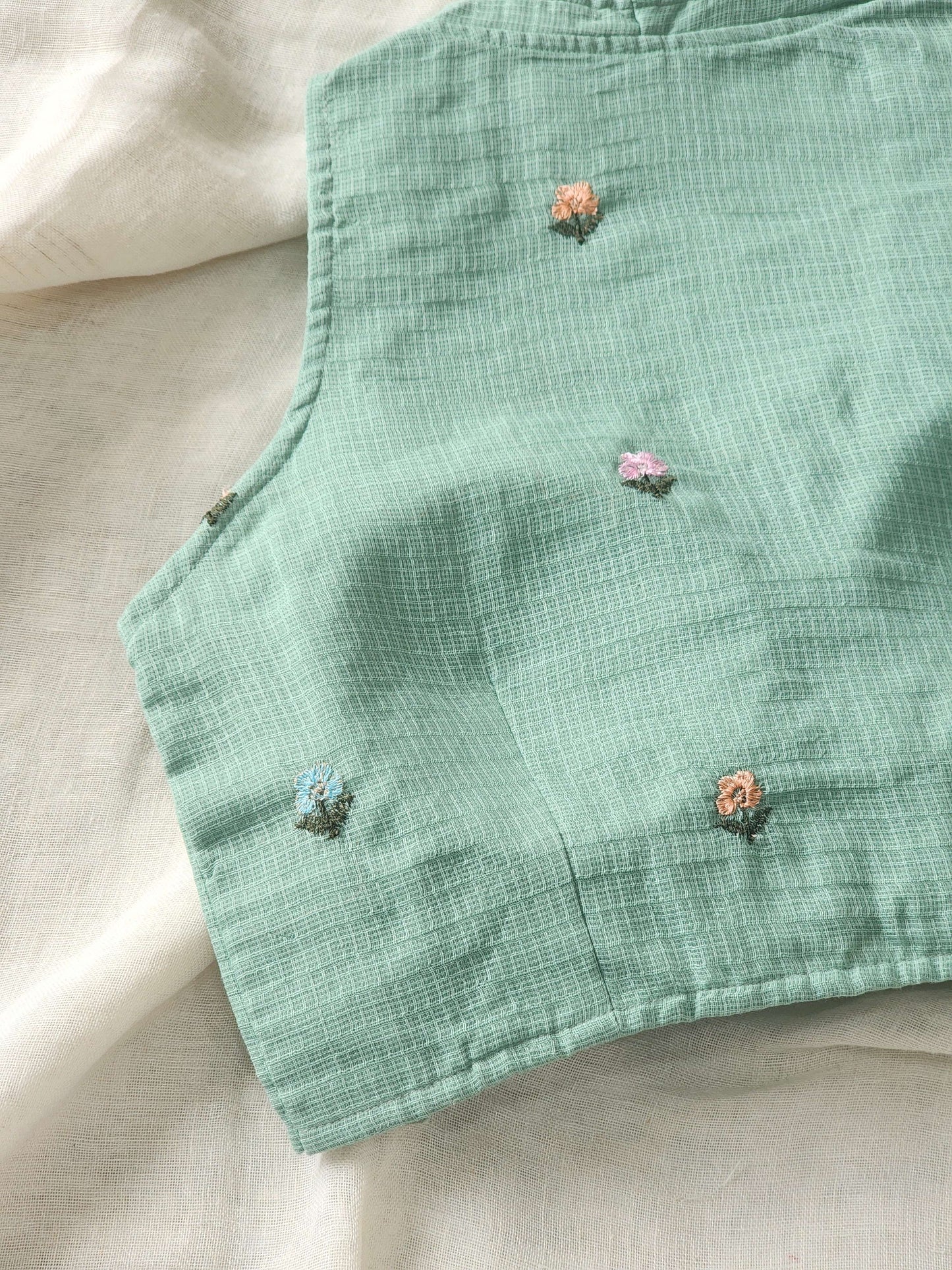 Pista Green Kota Cotton Blouse
