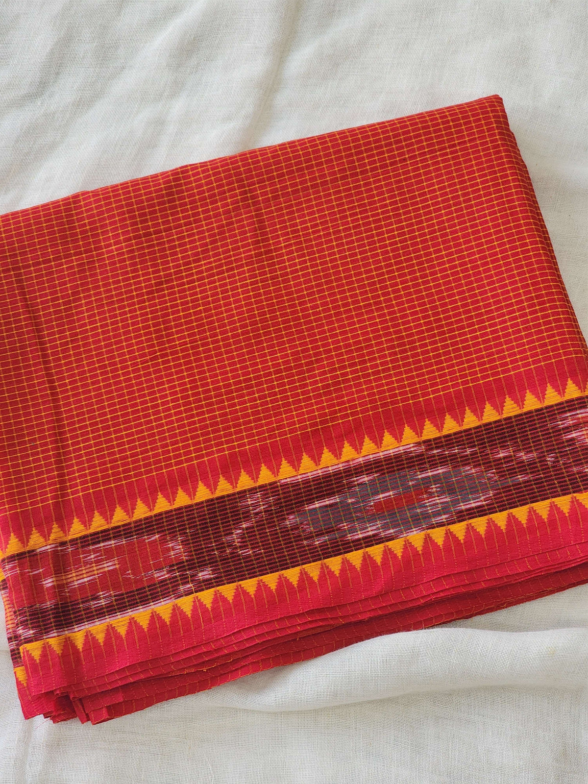 Red Dhonekhali Cotton Saree