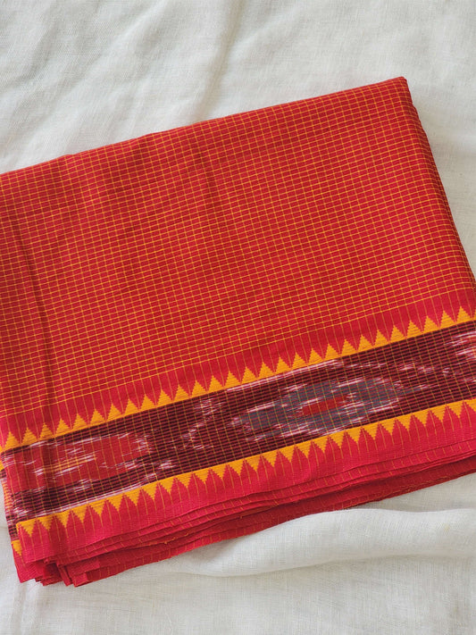 Red Dhonekhali Cotton Saree
