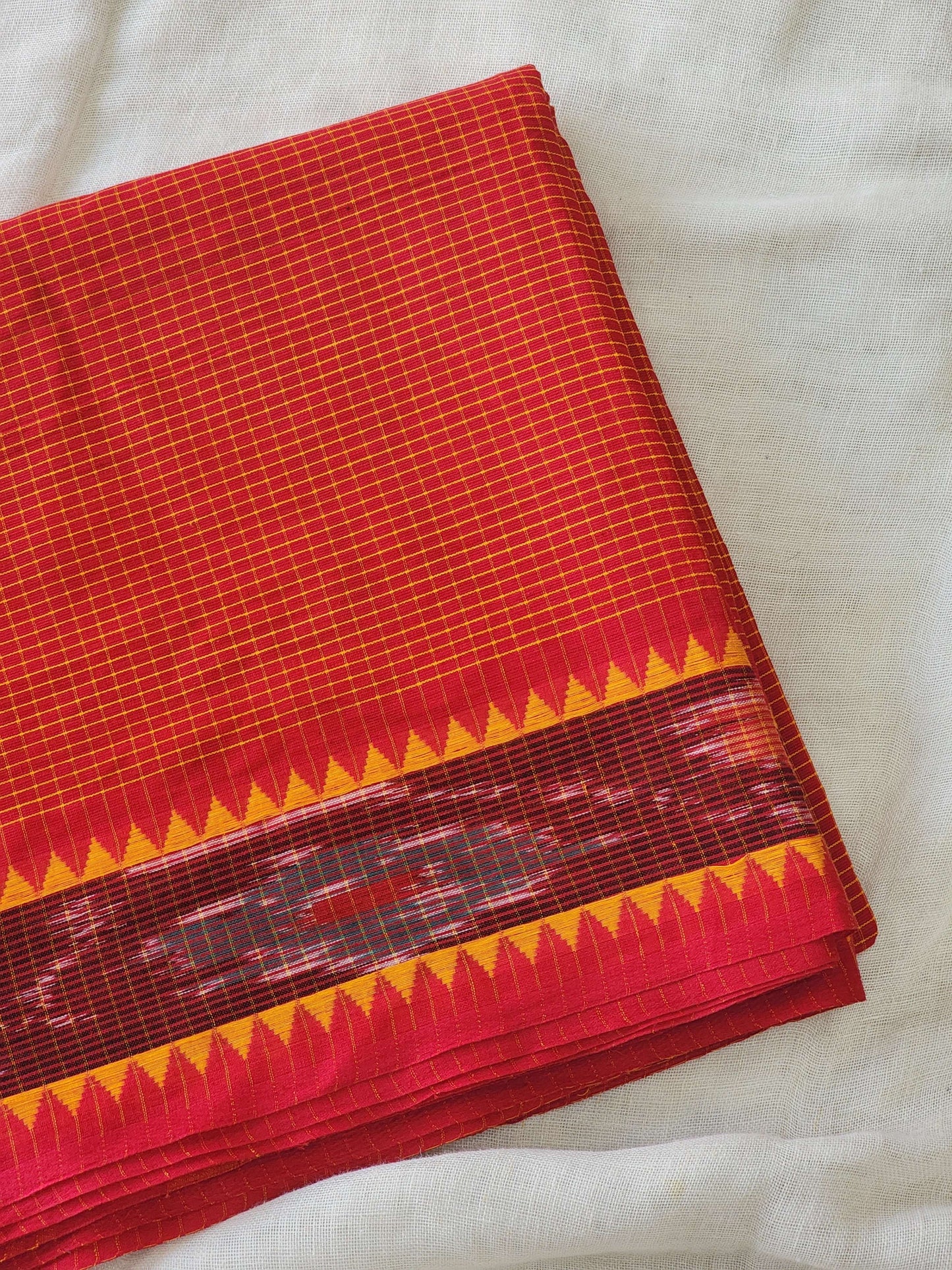 Red Dhonekhali Cotton Saree