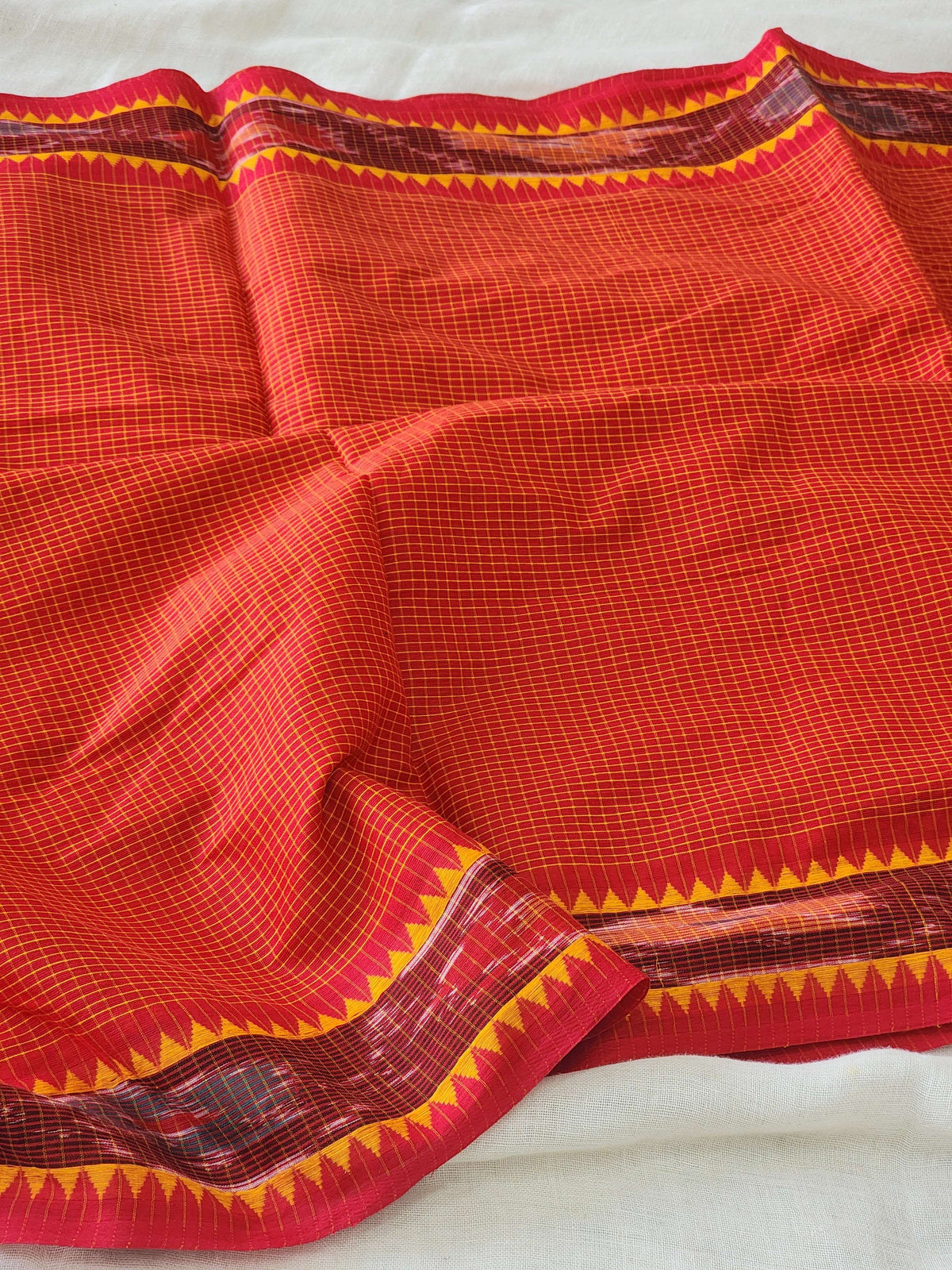 Red Dhonekhali Cotton Saree