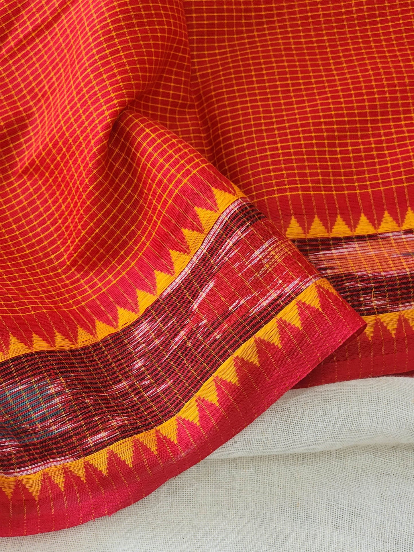 Red Dhonekhali Cotton Saree