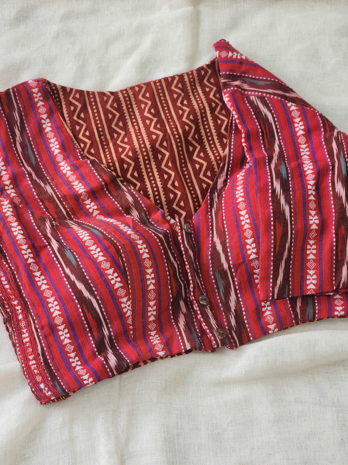 Maroon&Red Reversible Cotton Blouse