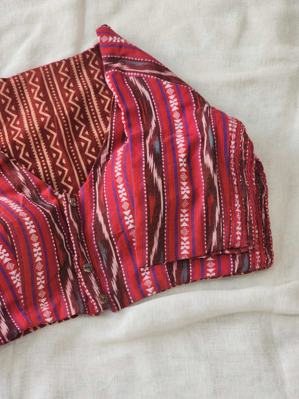 Maroon&Red Reversible Cotton Blouse