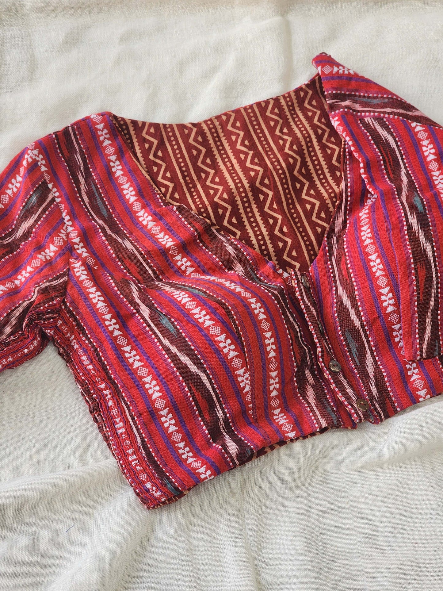 Maroon&Red Reversible Cotton Blouse