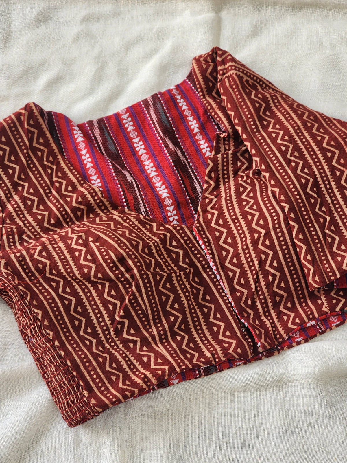 Maroon&Red Reversible Cotton Blouse