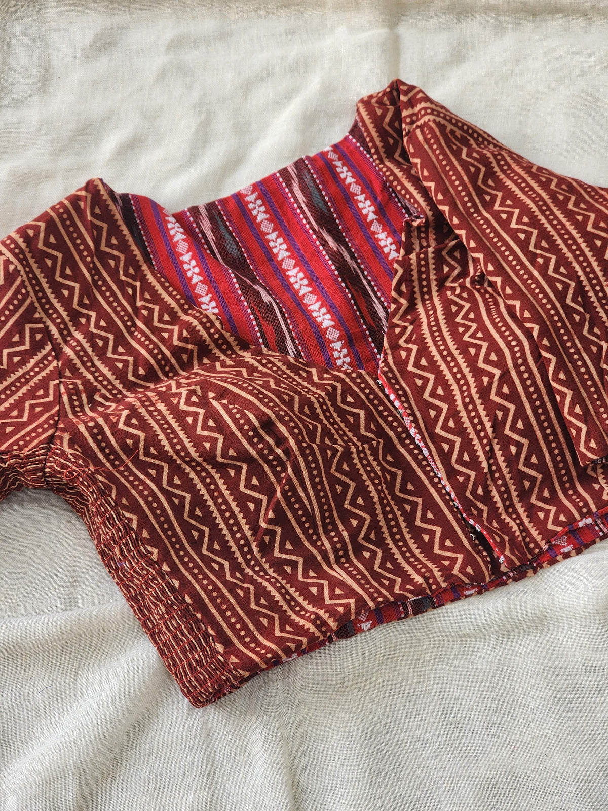 Maroon&Red Reversible Cotton Blouse