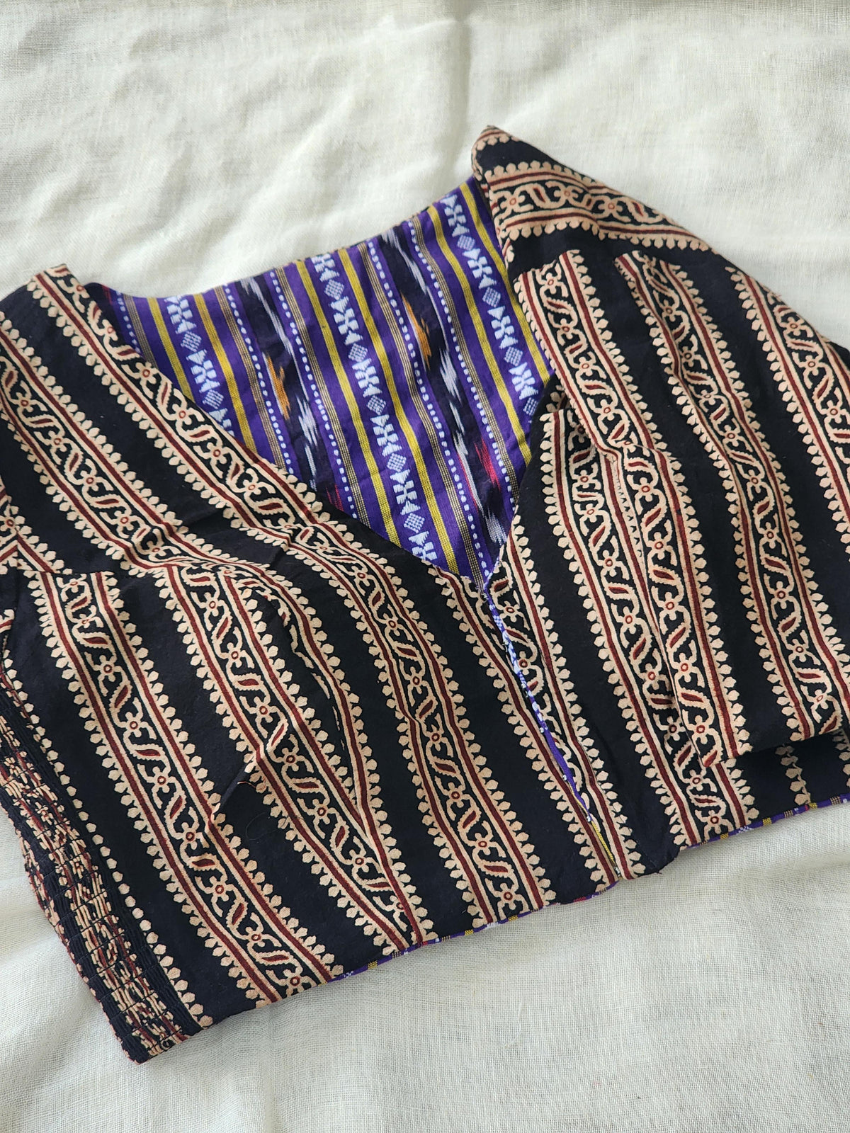 Black&Purple Reversible Cotton Blouse