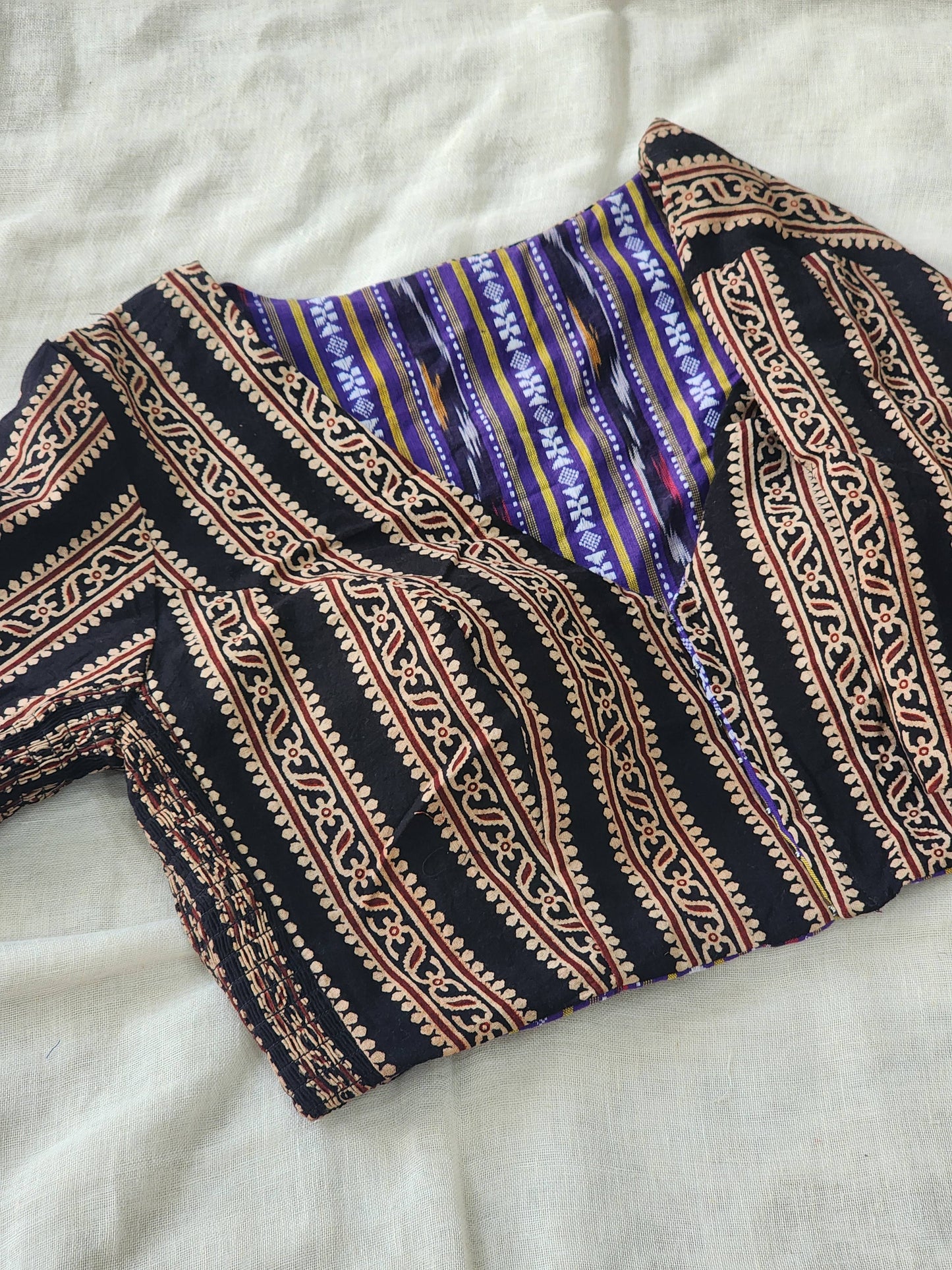 Black&Purple Reversible Cotton Blouse