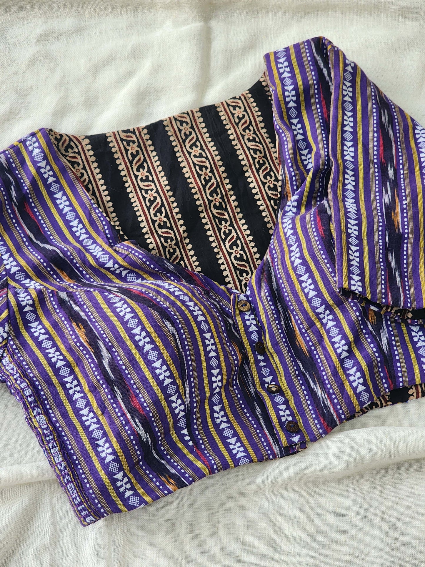 Black&Purple Reversible Cotton Blouse
