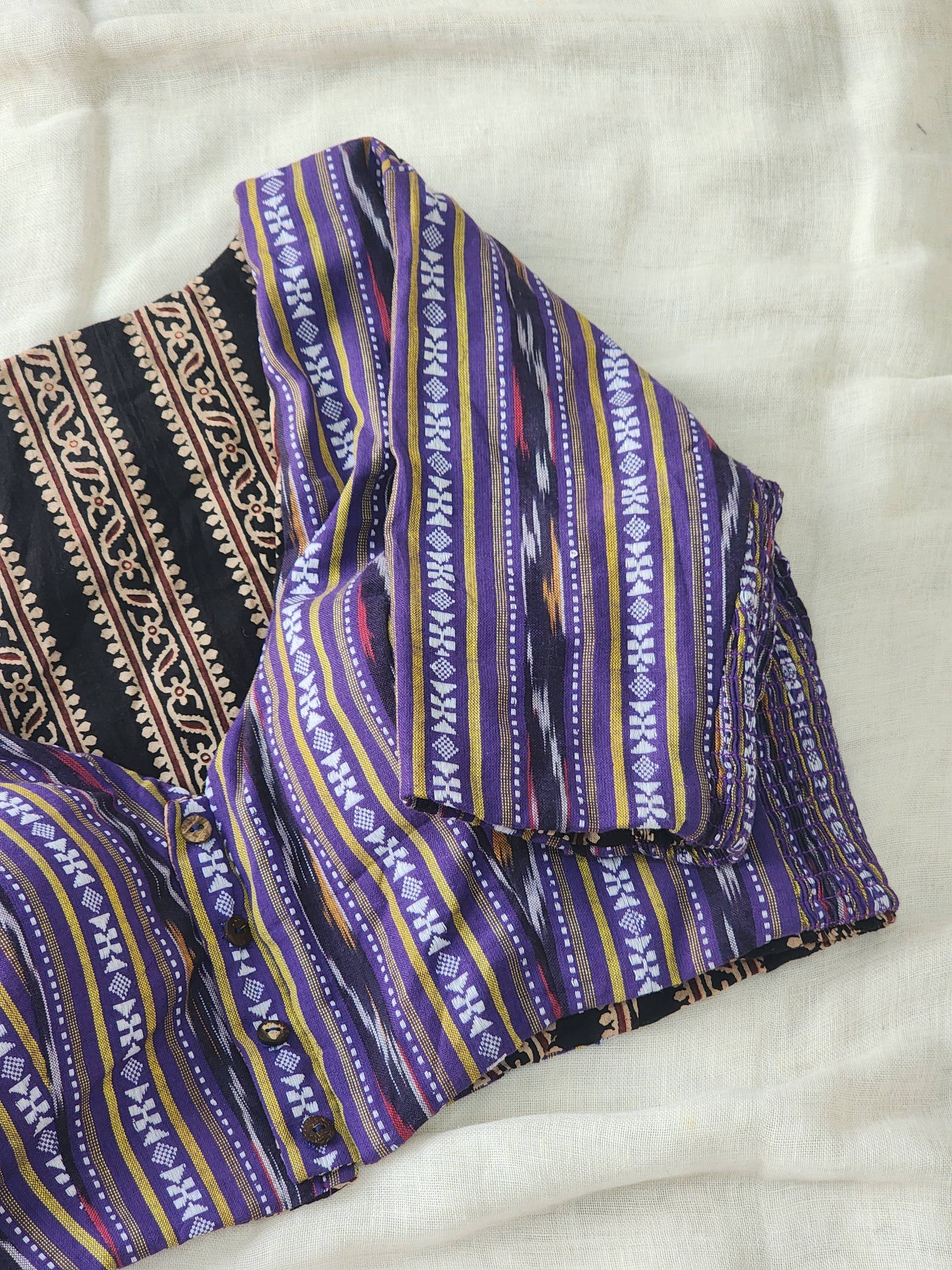 Black&Purple Reversible Cotton Blouse