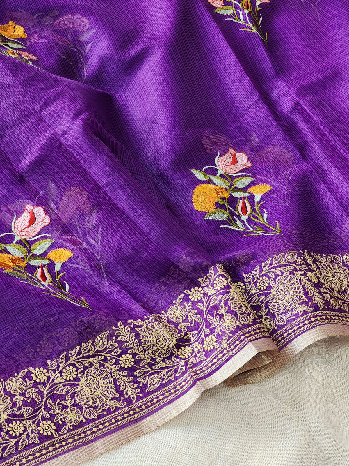 Purple Kota Silk Saree