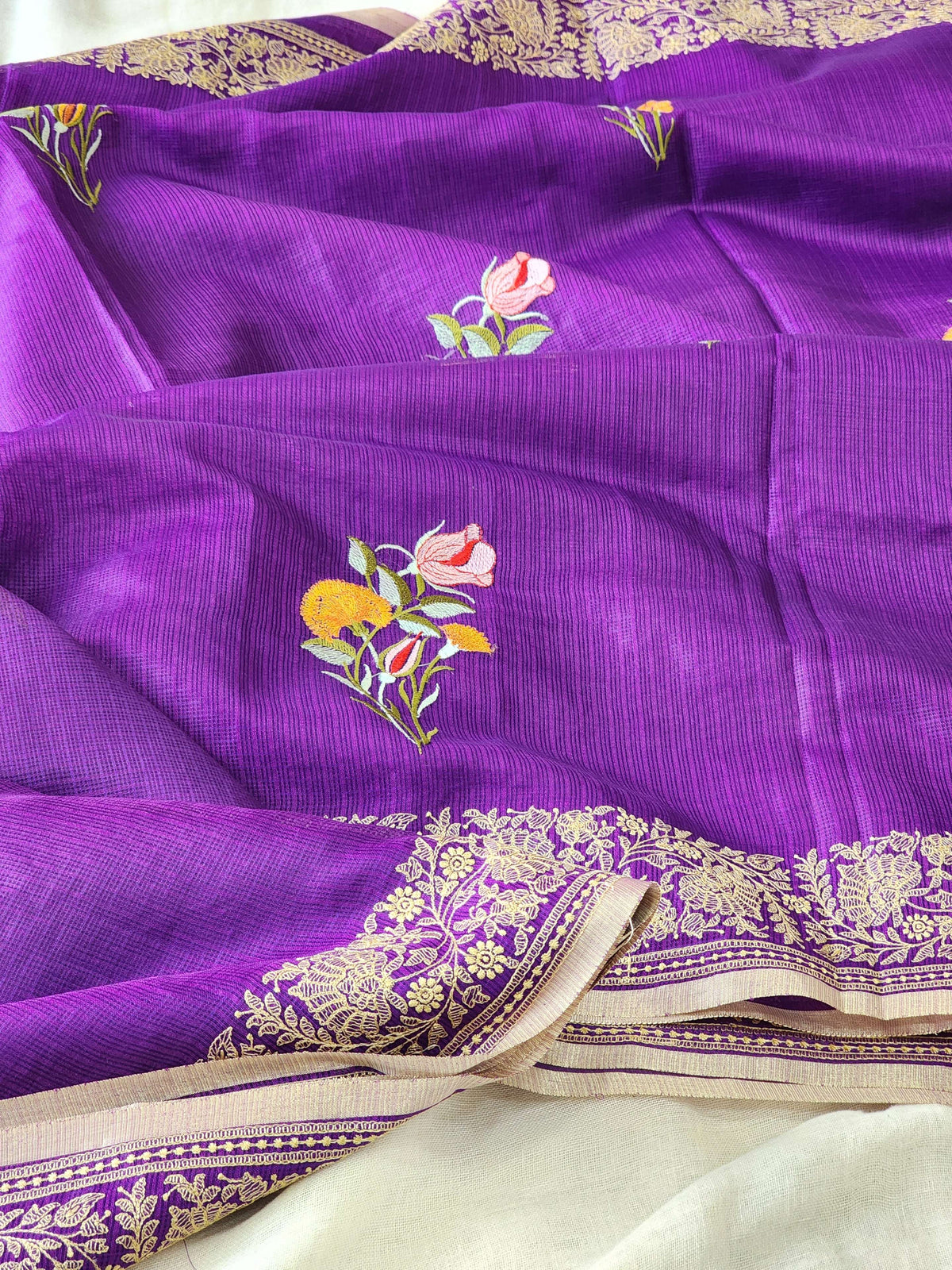 Purple Kota Silk Saree