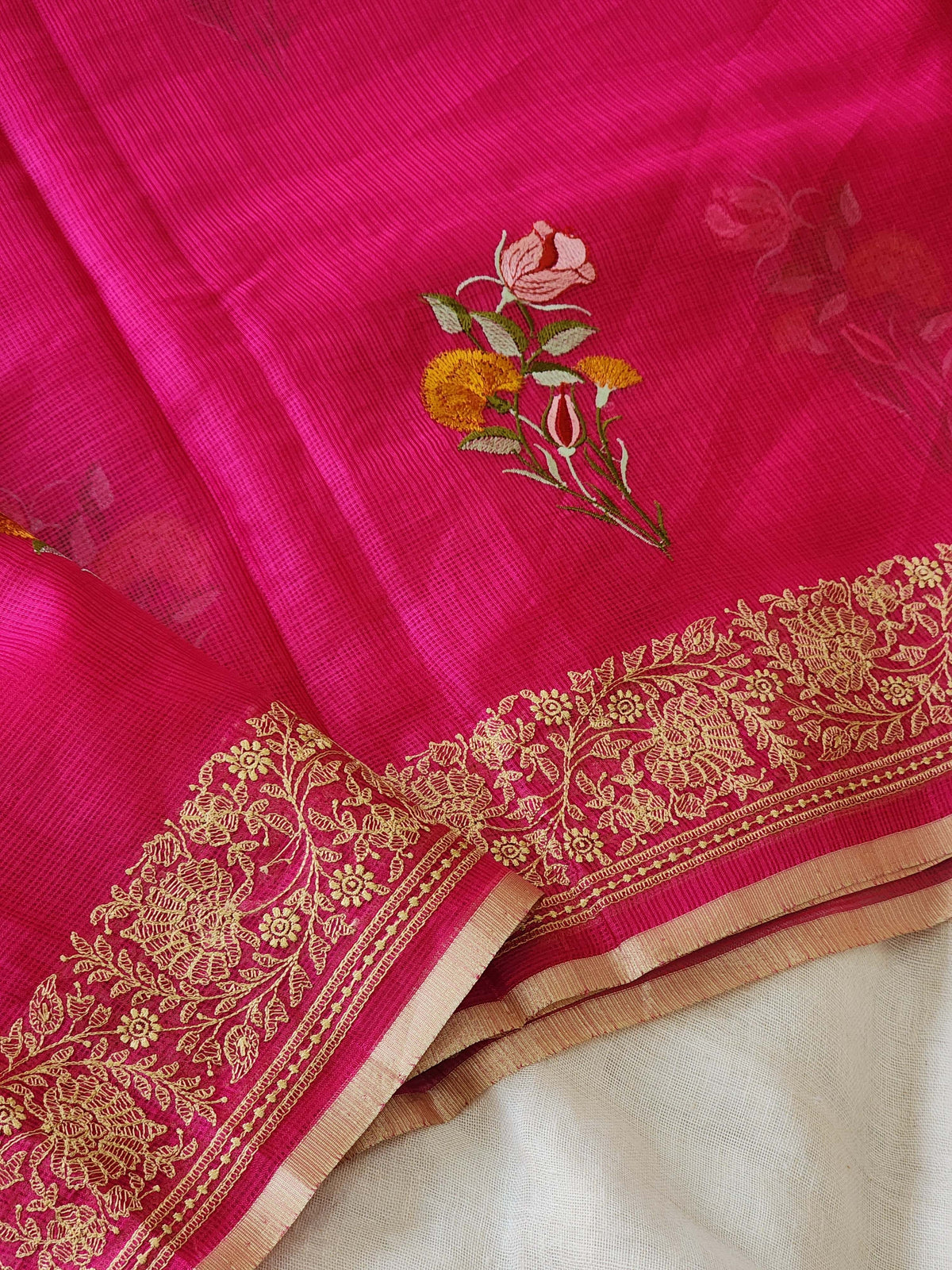 Pink Kota Silk Saree