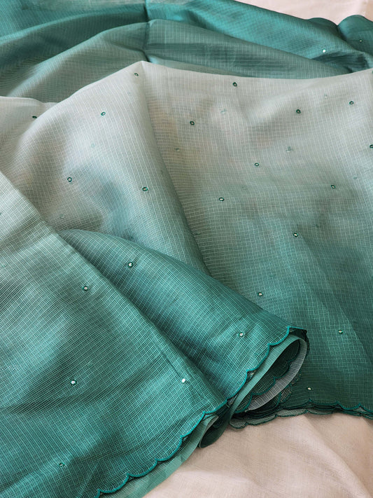 Sea Green Kota Silk Saree