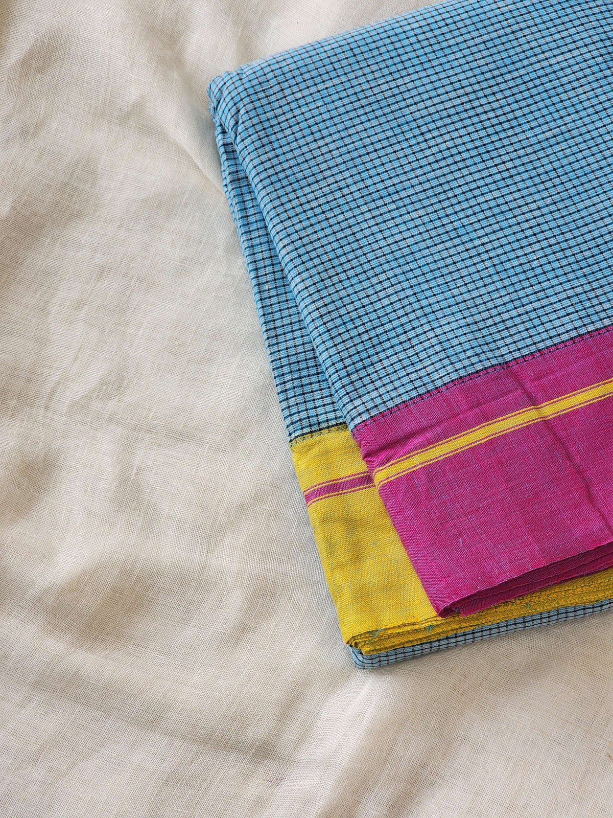 Blue patteda anchu cotton saree