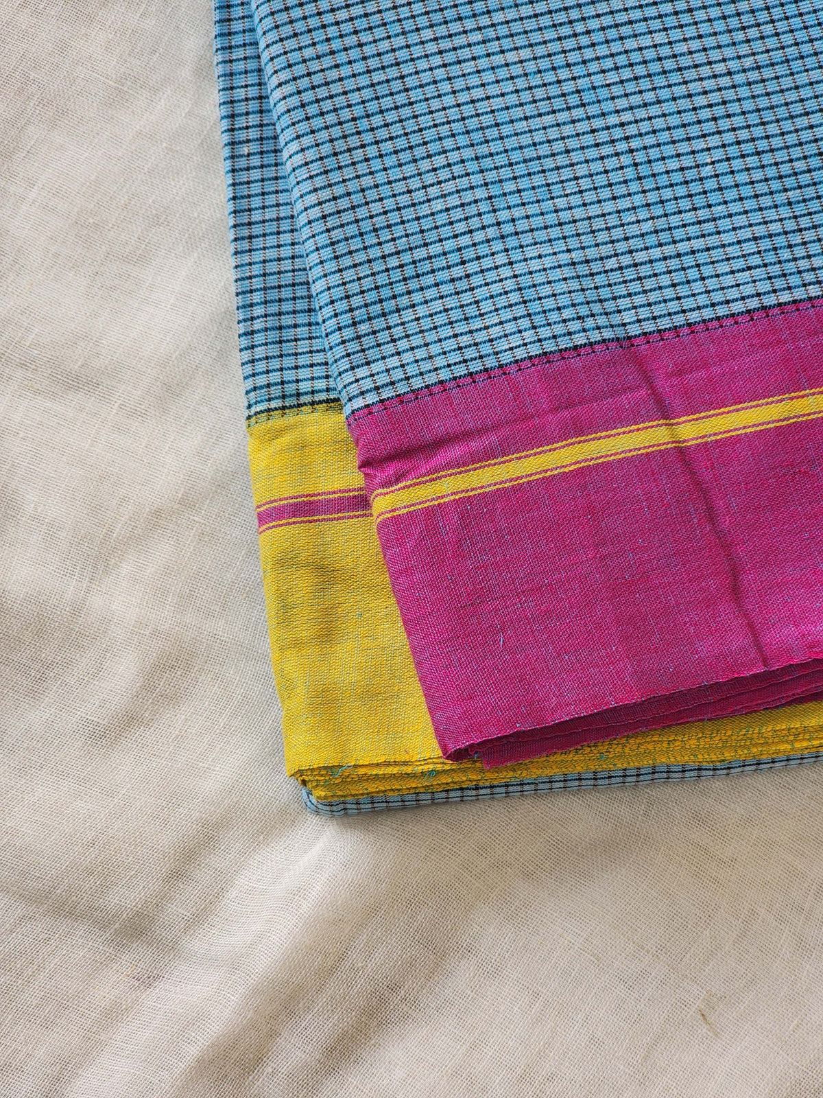 Blue patteda anchu cotton saree
