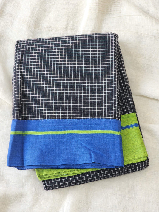 Black patteda anchu cotton saree