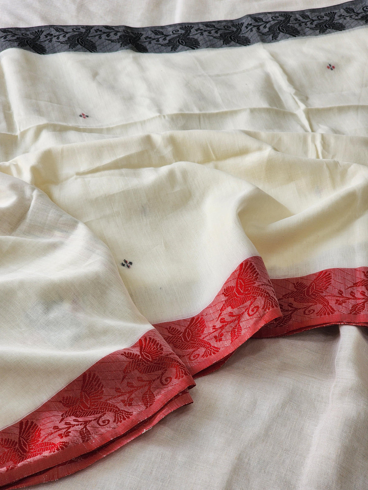 Off White Khadi Cotton Saree