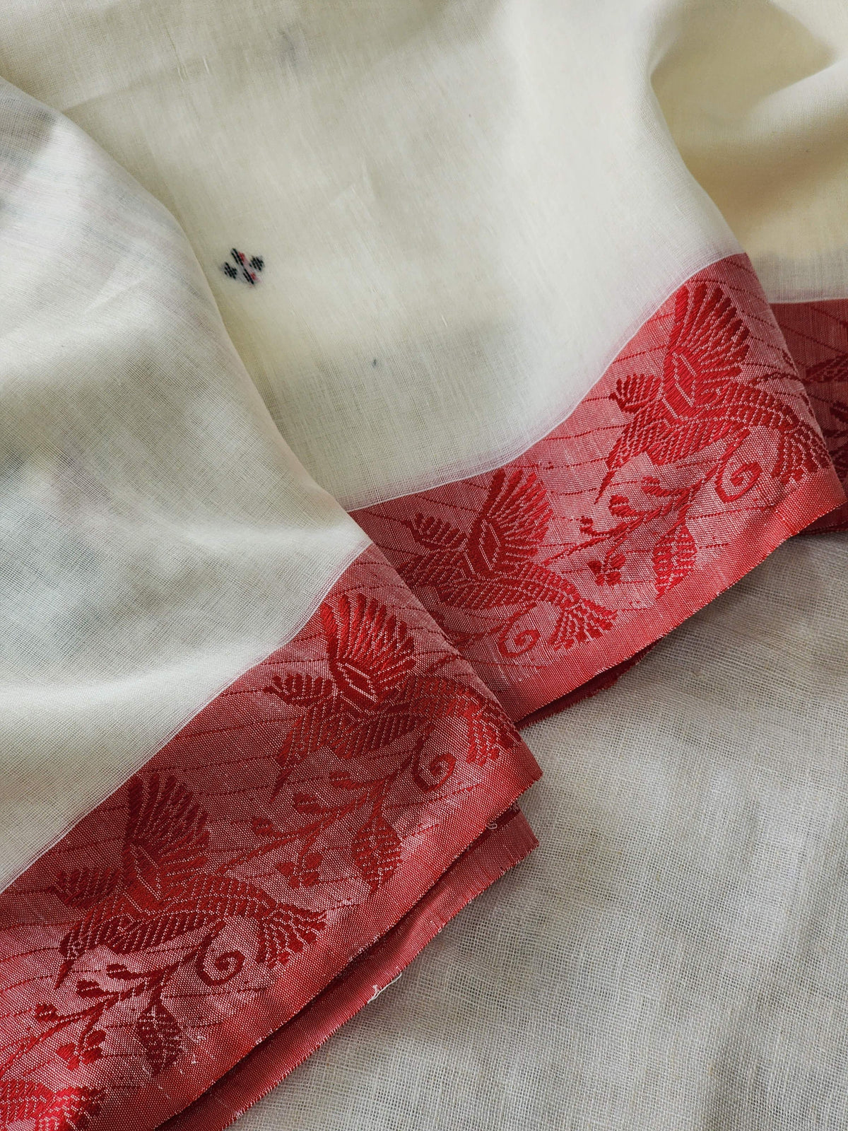 Off White Khadi Cotton Saree