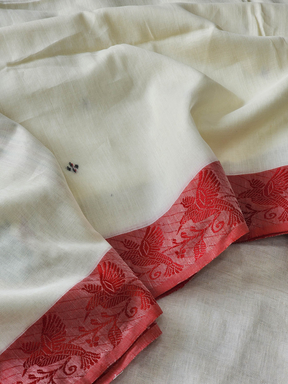 Off White Khadi Cotton Saree