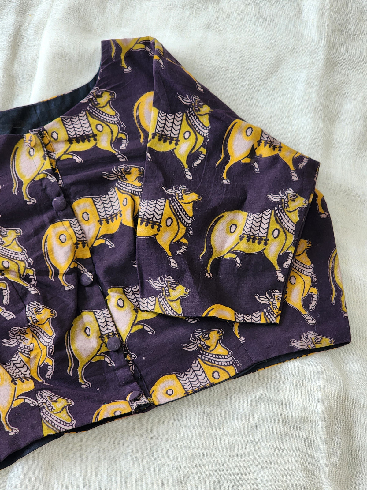 Black kalamkari cotton blouse