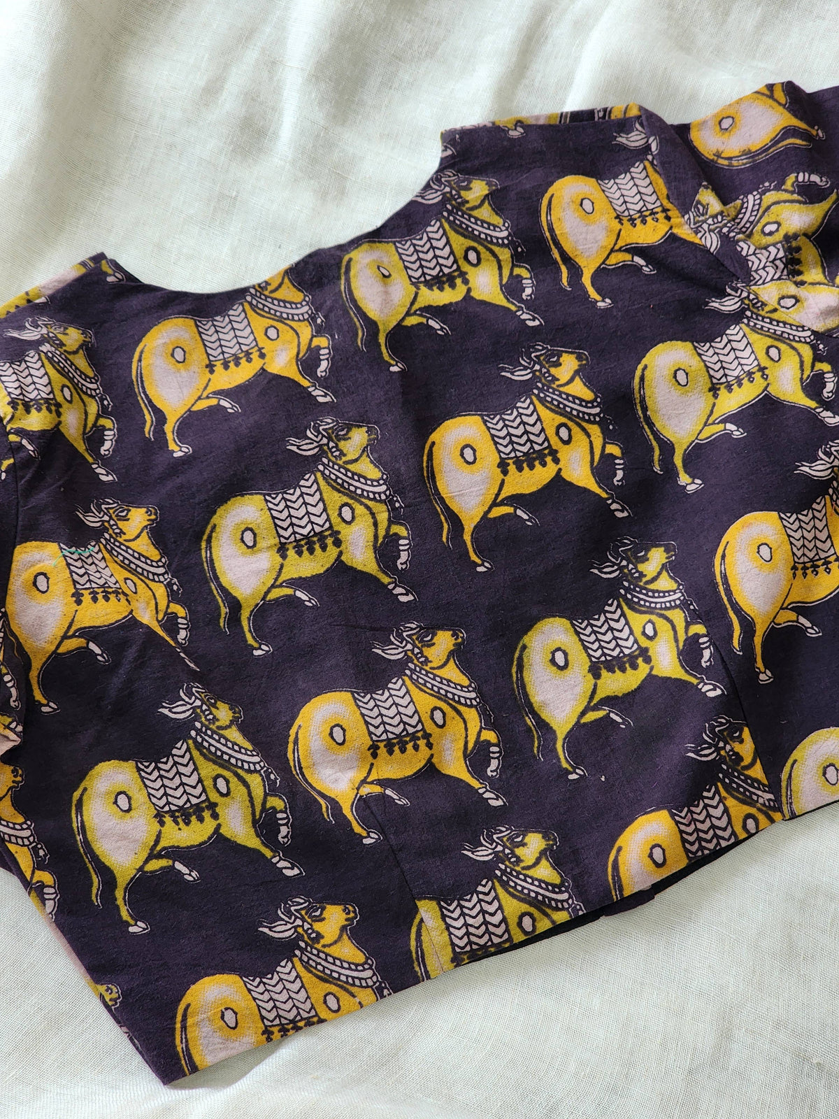 Black kalamkari cotton blouse