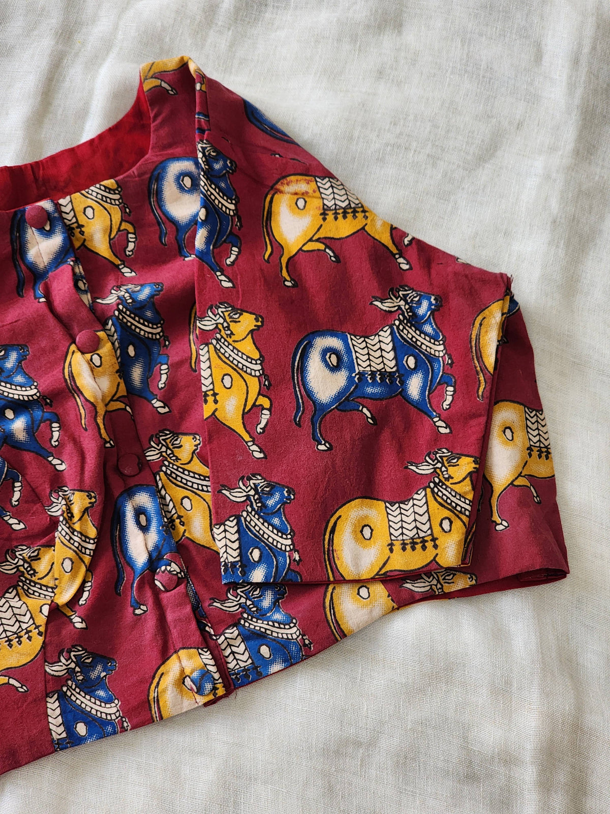 Maroon kalamkari cotton blouse