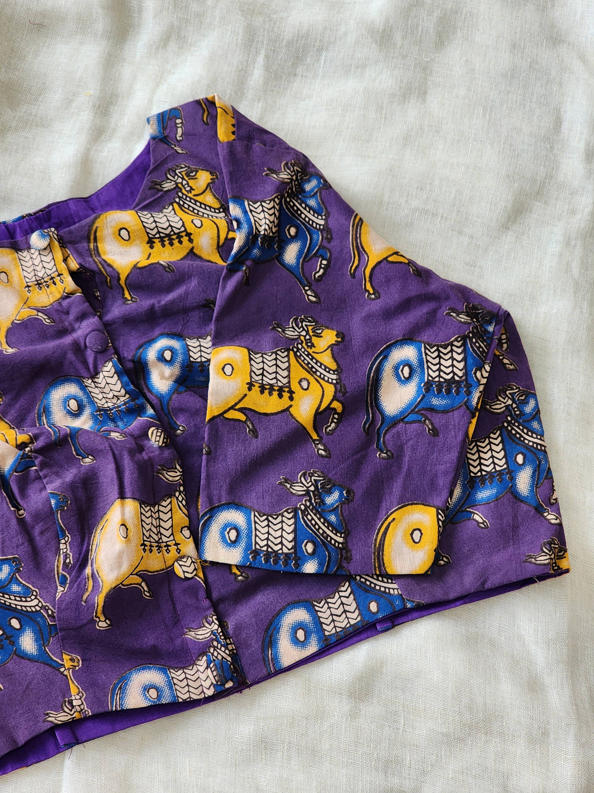 Purple kalamkari cotton blouse