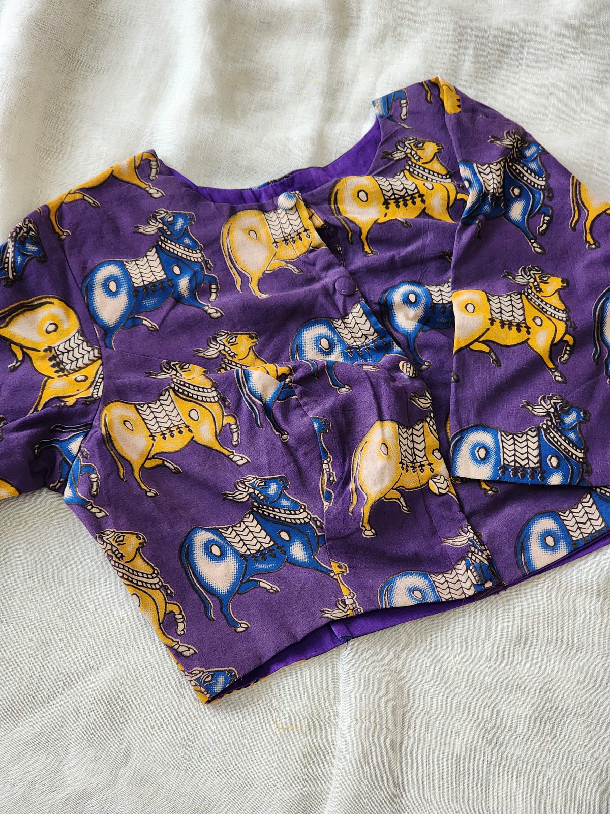 Purple kalamkari cotton blouse